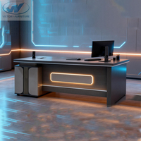 Bureau de direction moderne de luxe en gros d'usine, table de patron, bureau de direction simple et moderne avec éclairage LED