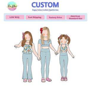 플러스 사이즈 가능 피트니스&요가 탑과 골지 팬츠 플로럴 패턴 레깅스 스포츠웨어 의류 - Product Image 1