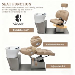 Fauteuil de lavage auto-pliant en éponge haute densité, durable et réglable, avec bac à shampoing intégré pour salon de coiffure - Vente en gros - Product Image 5