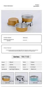 Conteneur en aluminium pour dessert en forme de gâteau rose de 150 ml, barquette en aluminium pour yaourt, gobelets de cuisson en aluminium jetables carrés avec couvercles - Product Image 3