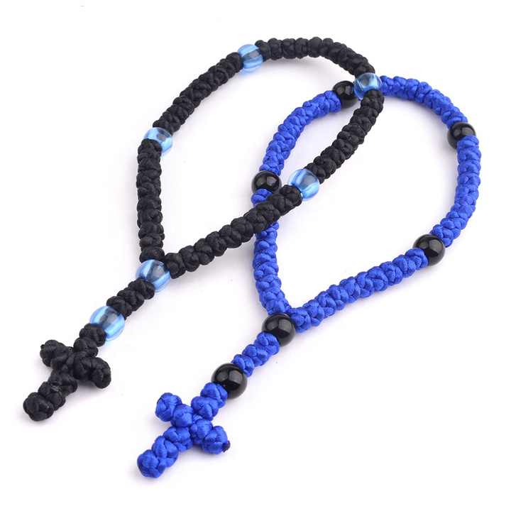 Catholic Rope Knots Rosary - Pray Ropes Blue Black Cord