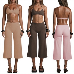 Nouvel ensemble 2026 grande taille imprimé : crop top dos nu et pantalon capri large |   Ensemble de vêtements de yoga sexy en 2 pièces pour femmes - Product Image 3