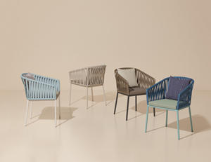 Juego de Muebles de Jardín con Mesa Extensible de Vidrio y Sillas de Cuerda Texturizada para 8 Personas - Product Image 4