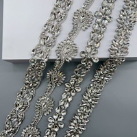 Bande de strass en cristal argenté, ceinture à appliques perlées transparentes pour robe de mariée, ceinture de mariée et robe de soirée, décoration Abaya Dubaï