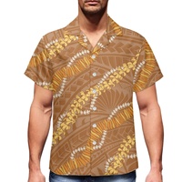 Chemise d'été pour homme grande taille, imprimé polynésien Aloha Luau tropical, impression par sublimation sur mesure, col en V, simple boutonnage