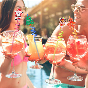 Paille de fête LAIMAI en PETG réutilisable de qualité alimentaire, motif de dessin animé tendance, design en spirale pour Noël, célébrations de festival, cadeau de jeu - Product Image 4