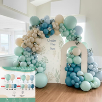 Kit d'arche de guirlande de ballons en latex bleu ciel et blanc pour décoration de fête, anniversaire, baby shower, mariage, ensemble Joyeux Anniversaire