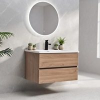 Rak Dinding Kamar Mandi Ramah Lingkungan Modern dengan Wastafel Keramik, Desain Tahan Air, Laci, Furnitur Modern