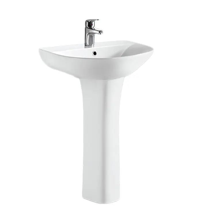 Medyag OEM Slim Ceramic Hand Wash Basin Full Pedestal Ceramic Sanitary Floor Wall Mounted Pedestal Basin