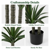 Grand arbre artificiel Yucca à double tronc, plante réaliste à feuilles de sabre pour la décoration intérieure du salon, du bureau à domicile, vente en gros
