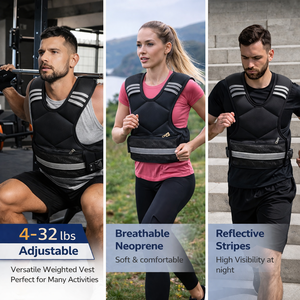 Gilet lesté avec bandes réfléchissantes, réglable, en néoprène, ergonomique, dos en X, respirant, résistant à la transpiration, unisexe, pour la course à pied, la remise en forme et l'entraînement - Product Image 3