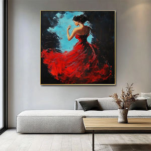 Décoration d'intérieur, peinture à l'huile sur toile faite à la main, moderne, femme en robe rouge espagnole, danseuse de <span class=keywords><strong>flamenco</strong></span>, art mural - Product Image 3