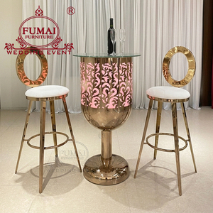 โต๊ะบาร์ค็อกเทลสีทองเฟอร์นิเจอร์สำหรับงานแต่งงานโต๊ะสูงและเก้าอี้บาร์ - Product Image 2