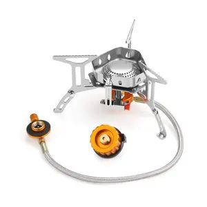 Outdoor Backpacking Hiking Cooking 3500W Windproof Camping Gas Stove Piezo Ignition