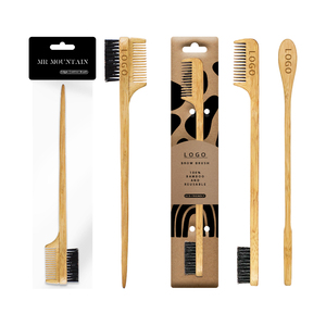 Hot Selling Top Rating <strong>Smooth</strong> Bamboo Comb Double Edge <strong>Brushes</strong> With Boar Bristles Edge Control <strong>Brush</strong> - Product Image 1