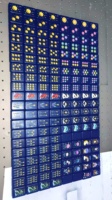 Set Mahjong Amerika Biru dengan Karya Seni Terinspirasi Luar Angkasa dan Pola Galaksi Hijau untuk Permainan Meja yang Santai