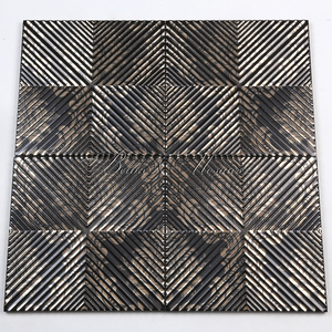 Carreau de porcelaine noire revêtement métallique doré <span class=keywords><strong>carrelage</strong></span> de métro motif de <span class=keywords><strong>parquet</strong></span> <span class=keywords><strong>effet</strong></span> 3D pour un superbe dosseret d'accent de mur intérieur - Product Image 6