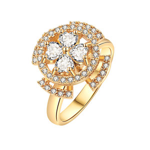Heart Cut Cubic Zirconia Four Leaf Clover Halo Anxiety Spin <b>Rings</b> Adjustable Copper Gold Plated <b>Stress</b> Relief Jewelry For Women - Product Image 1