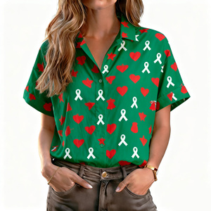 <strong>Women</strong> Aloha <strong>Hawaiian</strong> <strong>Shirt</strong> Vintage Casual Lapel Button Woven Custom Tropical Islander Beach <strong>Shirt</strong> with Vibrant Prints - Product Image 4