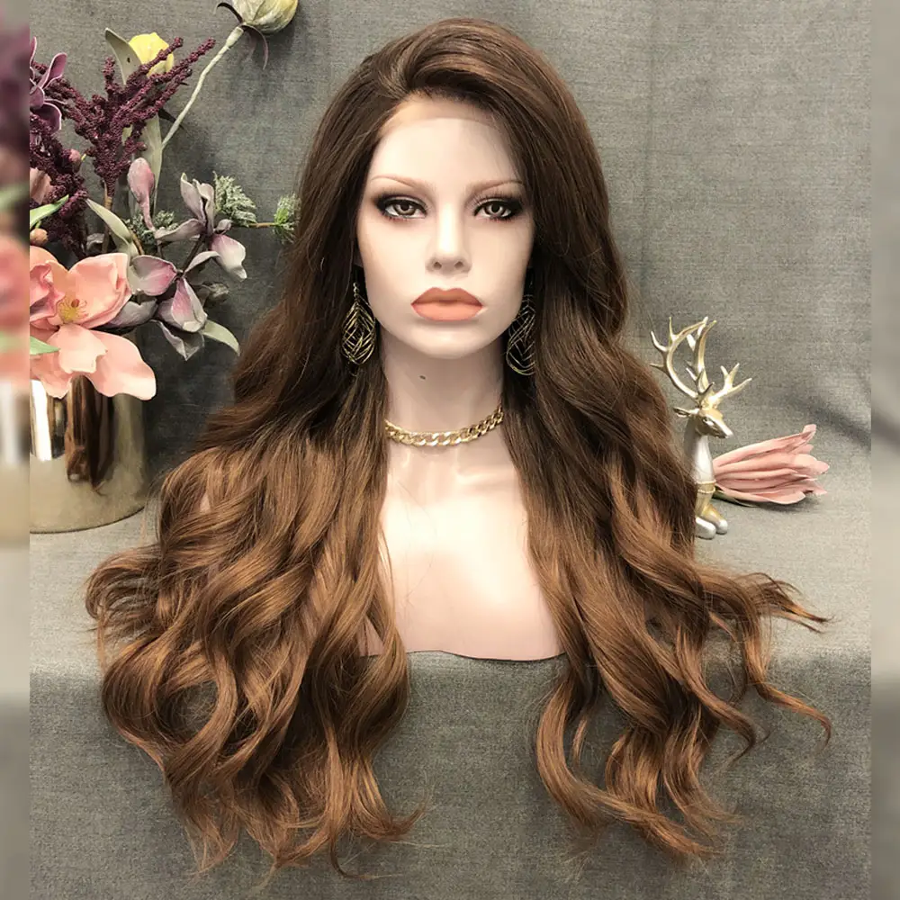 Знаменитый парик 150% плотности светлый имбирь парик из синтетических волос с натуральным волосяным покровом