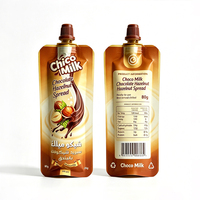 Sacs en Mylar pour sauces, chocolat, sauces aux noisettes, aliments, avec logo personnalisé imprimé, finition brillante, étanches, haute barrière
