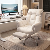Chaise de bureau ergonomique confortable pour la maison, chaise de gaming rembourrée pivotante avec accoudoirs, roulettes et vérin à gaz, chaise de direction
