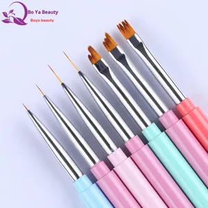 Ensemble de pinceaux multifonctionnels pour nail art, poils synthétiques, pour dessin de fleurs en pétales, avec virole en aluminium et couvercle, pour manucure en salon - Product Image 2