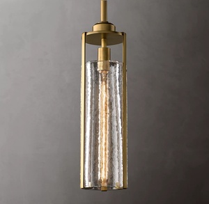 Mesa de cena de cristal francés, Vintage luz colgante, iluminación colgante de latón macizo, colgante de cilindro Arpege, candelabro de cristal moderno - Product Image 1