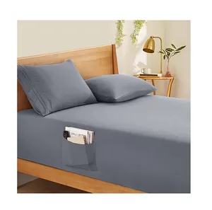 Deep Pocket Queen Fitted Sheet Only Luxury 1800 Thread Count Microfiber Silver Grey Fitted Bed Sheet Queen Size