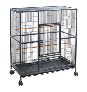 Cage d'élevage pour oiseaux de compagnie extra large 601 de Bangkok Factory, cage à oiseaux en fer de haute qualité, plateau en plastique, écologique, 77x46x90cm - Product Image 3