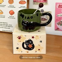 Tasse à café en céramique gaufrée Estick, empilable, motif chat mignon, souvenir d'anniversaire pour femme