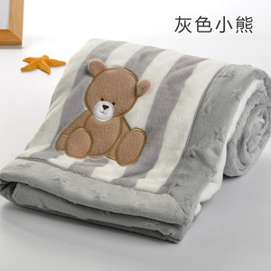 For Four Seasons <strong>Teddy</strong> Embroidered Baby Blanket <strong>Double</strong> Layers Flannel <strong>Fleece</strong> Infant Small Blanket - Product Image 3