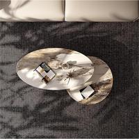 Table basse ronde en acier inoxydable YuanChang avec rangement, plateau en marbre moderne et luxueux, mobilier de salon, design personnalisable