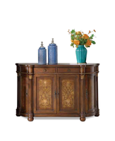 Luxe français Antique quatre portes tiroir feuille d'or doré sculpté peinture à la main buffet salon Console Table Buffet armoire