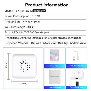 Adaptador USB de 4 colores U2W Mini3 Adaptador inalámbrico <span class=keywords><strong>Carplay</strong></span> Caja inteligente con cable a juego inalámbrico para automóvil Plug and Play para Apple - Product Image 5