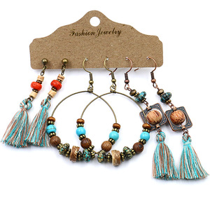 Bohemian Fashion Dangle Earrings Set With Tassels Feather Alloy <b>Drop</b> Earrings For Women Party Jewelry Accessories - Product Image 4