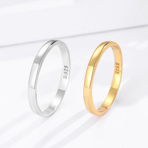 2mm Thin Knuckle Finger <strong>Ring</strong> <strong>Stack</strong> <strong>Rings</strong> Smooth High Polished Rhodium Gold Plated 925 Sterling Silver Classic Wedding Engagement - Product Image 1