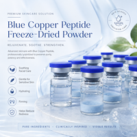 Poudre de peptide de cuivre Ghk-Cu OEM, poudre lyophilisée, sérum de peptide de cuivre bleu pour la réparation du visage, atténuation des rougeurs, hydratation, raffermissement de la peau