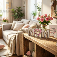 Plaque en bois rustique avec inscription « Mom » en rose et blanc, centre de table pour la fête des mères, décoration pour la maison, la ferme, le bureau, cadeaux