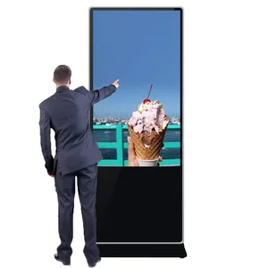 Berdiri lantai kustom tampilan Video Digital interaktif mesin iklan TV vertikal layar sentuh LCD pemutar iklan untuk dalam ruangan
