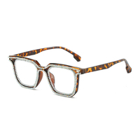 DOISYER-Montura de gafas cuadradas para mujer, decoración de diamantes de imitación, antiluz azul, óptica