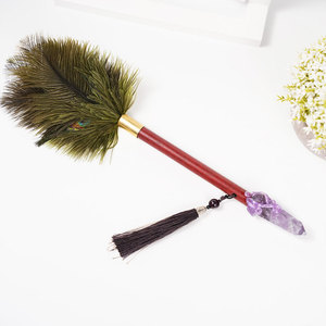 Wholesale Peacock Feathers Magic Crystal <strong>Wand</strong> <strong>Witch</strong> Natural Rose Quartz Stones <strong>Wand</strong> Reiki Healing Crystal <strong>Wands</strong> for Spiritual - Product Image 4