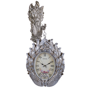 Peacock Double Sided <b>Wall</b> <b>Clock</b> Analog Battery Powered Silent Living Room <b>Decorative</b> <b>Clock</b> - Product Image 2