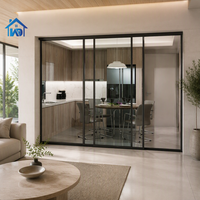 Portes coulissantes en aluminium et verre pour salon, style minimaliste moderne, double vitrage extérieur, isolation thermique, directement de l'usine