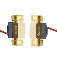 Capteurs de débit en laiton à turbine G 1/2\", DC 3-24 V, interrupteur de débit à impulsions, capteur de débit d'eau à effet Hall pour chauffe-eau solaire