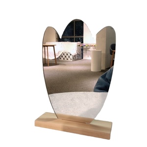 Home Decor Korea Ins Niche Design Irregular <b>Desktop</b> <b>Wooden</b> <b>Desktop</b> Makeup Mirror - Product Image 4