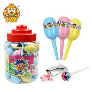 Manufacturer wholesale snacks funny egg shape lollipop with popping candy