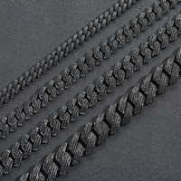 Bracelet à maillons cubains géométriques en zirconium noir hip-hop pour hommes Bracelets à la mode en forme de cœur plaqué chrome