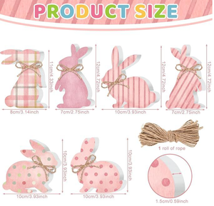 DAMAI Wholesale Easter Decor Rustic Vintage Rabbit Wooden Farmhouse Tiered Tray Figurines for Fireplace Garden Party Decor - Product Image 5