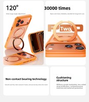 Luxe 360-graden draaibare magnetische houder, schokbestendige, antislip, doorschijnende matte telefoonhoes voor iPhone 17 Pro Max.